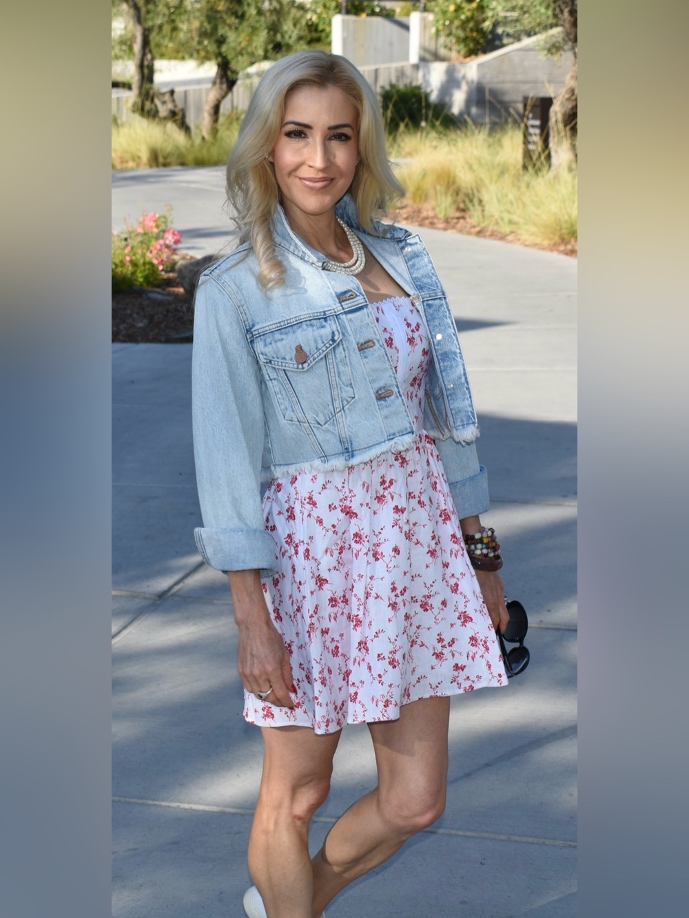 Alice + Olivia Light Blue Cropped Denim Jacket